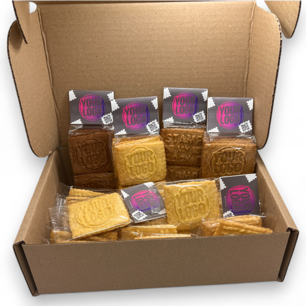 Musterpaket mit 35 individuellen Logokeksen + Geschmacksmuster